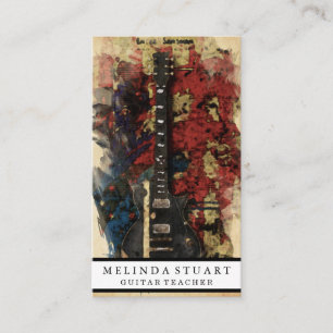 Modern minimalistisch chic Musician Guitar Teacher Visitekaartje