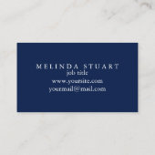 Modern minimalistisch Chic Navy Blue Visitekaartje (Achterkant)
