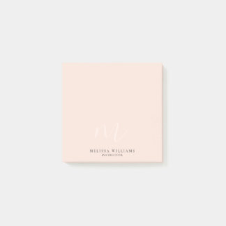 Modern minimalistisch chique monogram pastel licht post-it® notes