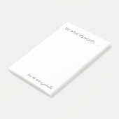 Modern minimalistisch citaat - Gepersonaliseerd Zw Post-it® Notes (Schuin)