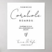 Modern minimalistisch Cornhole bruiloft gastenboek Poster (Voorkant)