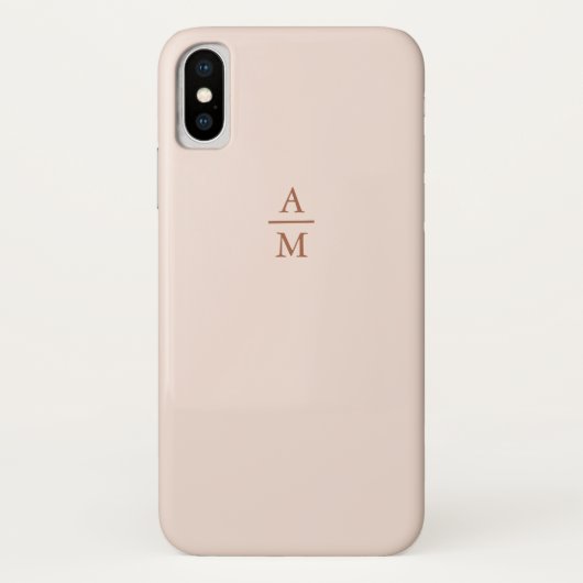 Modern minimalistisch deegroze en kopermonogram Case-Mate iPhone case (Achterkant)