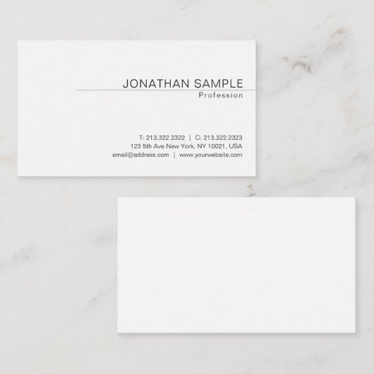 Modern minimalistisch design met hoge elegant visitekaartje (Voorkant / Achterkant)