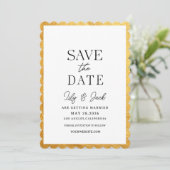 Modern minimalistisch,  dun gouden border Lijst Save The Date (Staand voorkant)