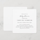 Modern minimalistisch, eenvoudig Baby shower, wit  Kaart (Voorkant / Achterkant)