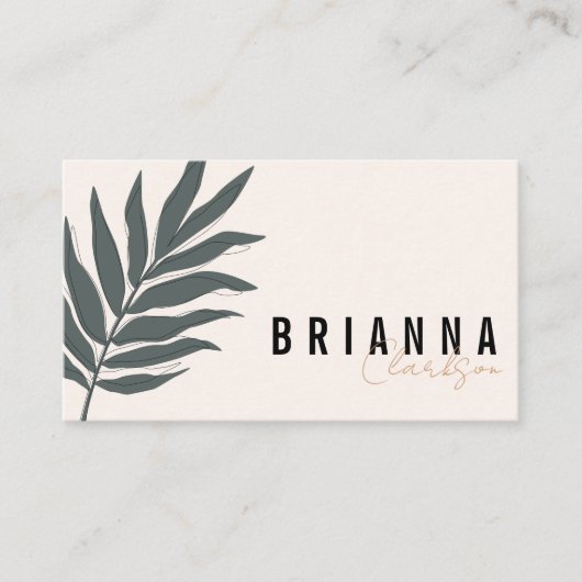 Modern minimalistisch eenvoudig groen lef botanisc visitekaartje (Voorkant)