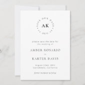 Modern minimalistisch eenvoudig monogram save the date (Voorkant)