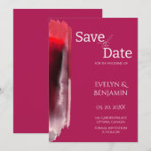Modern, minimalistisch, eenvoudig, viva magenta save the date (Voorkant / Achterkant)