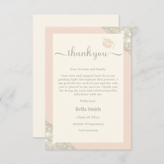 Modern Minimalistisch Elegant Afstudeerder bedankp Bedankkaart (Voorkant / Achterkant)