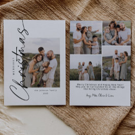 Modern minimalistisch elegant kerstscript feestdagenkaart