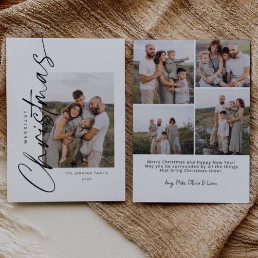 Modern minimalistisch elegant kerstscript feestdagenkaart