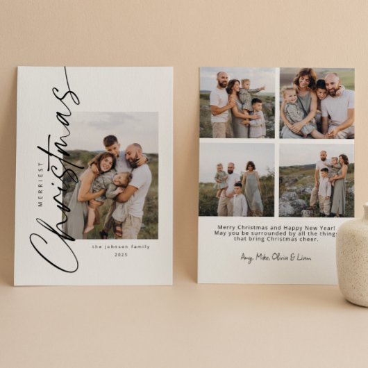 Modern minimalistisch elegant kerstscript feestdagenkaart