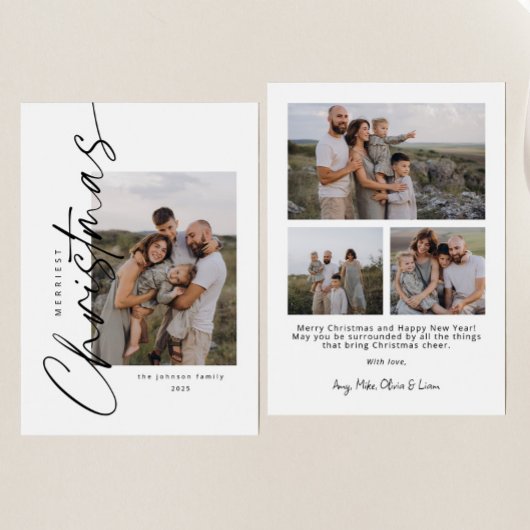 Modern minimalistisch elegant kerstscript feestdagenkaart