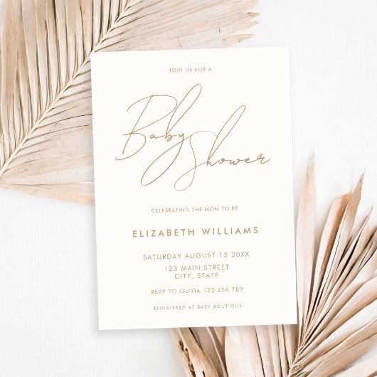 Modern minimalistisch Elegant Script-Baby shower Kaart