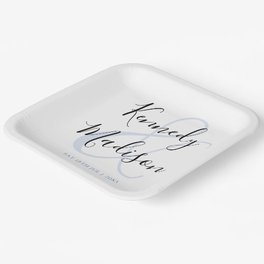 Modern minimalistisch 🤵 Elegante eenvoudige bruil Papieren Bordje (Gebogen)