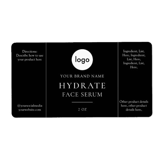 Modern minimalistisch Face Serum Label (Voorkant)