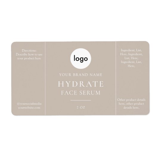 Modern minimalistisch Face Serum Label (Voorkant)