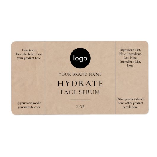 Modern minimalistisch Face Serum Label (Voorkant)