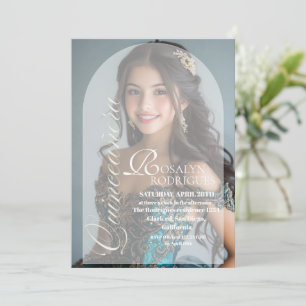 Modern & Minimalistisch Foto Quinceanera Goud Wit  Kaart