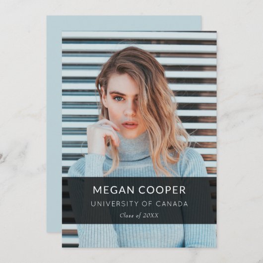 Modern minimalistisch fotoAfstuderen Aankondiging (Voorkant / Achterkant)