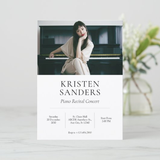 Modern Minimalistisch fotoconcert Kaart (Staand voorkant)