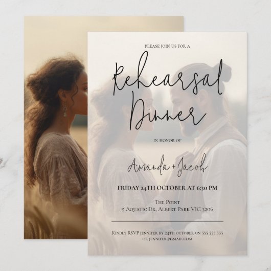 Modern minimalistisch fotorepetitie diner kaart (Voorkant / Achterkant)