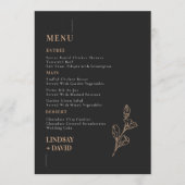 Modern minimalistisch gebladerte zwart menu Kaart (Voorkant)