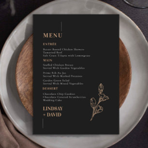 Modern minimalistisch gebladerte zwart menu Kaart