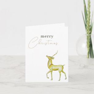Modern Minimalistisch Gelukkig Kerstmis Gouden Ren Kaart