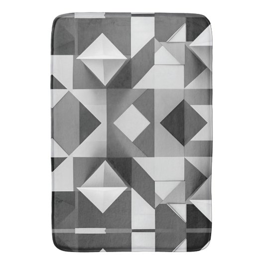 Modern minimalistisch geometrisch patroon zwart, w badmat (Voorkant Verticaal)