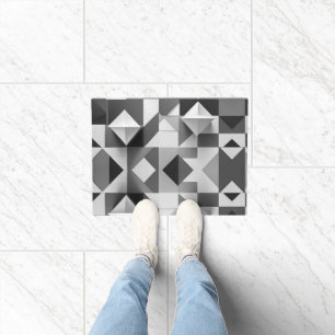 Modern minimalistisch geometrisch patroon zwart, w deurmat