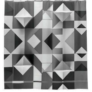 Modern minimalistisch geometrisch patroon zwart, w douchegordijn