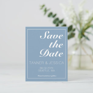Modern minimalistisch gletsjer blauw en wit save the date