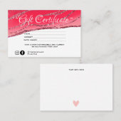 Modern minimalistisch glitter Gift certificate Visitekaartje (Voorkant / Achterkant)