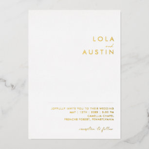 Modern minimalistisch   Gold Casual Wedding Real Folie Uitnodiging