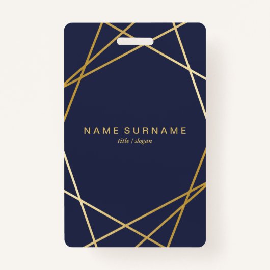 Modern minimalistisch Gold Geometric Midnight Blue Badge (Voorkant)