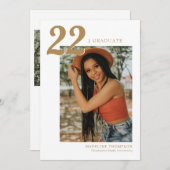 Modern minimalistisch Gold Year Photo Afstuderen Kaart (Voorkant / Achterkant)