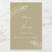 Modern minimalistisch goud en kream Bloom Mini Wijn Etiket (Enkel label)