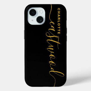 Modern Minimalistisch Goud Monogram Zwart