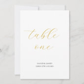 Modern Minimalistisch Goud Script Trouwtafel numme (Voorkant)