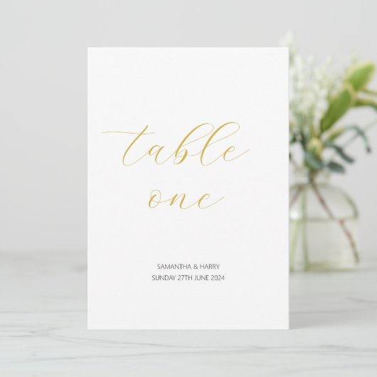 Modern Minimalistisch Goud Script Trouwtafel numme (Staand voorkant)