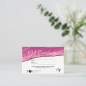 Modern minimalistisch goudglitter Gift-certificaat Visitekaartje (Staand voorkant)