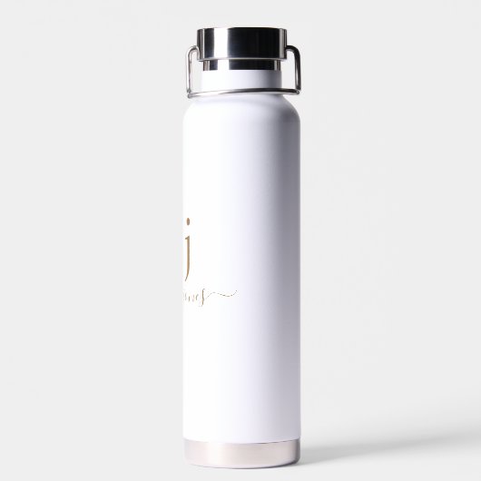 Modern minimalistisch goudmonogram legant script waterfles (Achterkant)