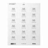 Modern minimalistisch grijs monogram bruiloft etiket (Full Sheet)
