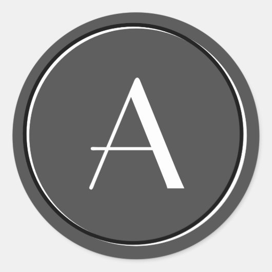 Modern minimalistisch grijs wit monogram ronde sticker (Voorkant)