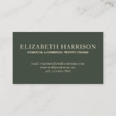 Modern minimalistisch Groen Cream Visitekaartje (Achterkant)