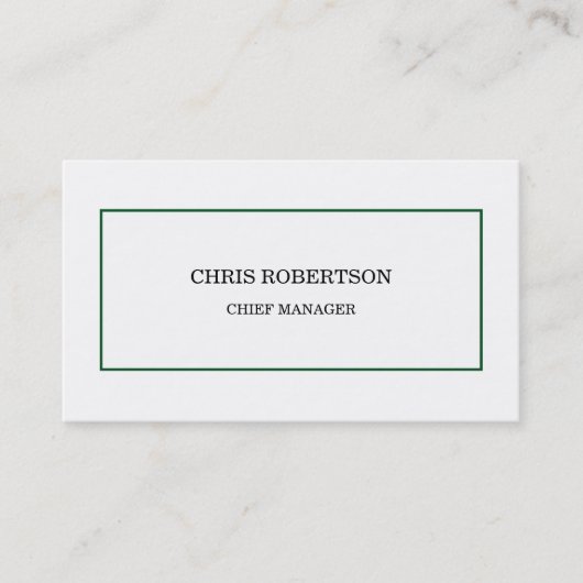 Modern minimalistisch groen wit visitekaartje (Voorkant)