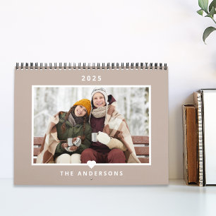 Modern Minimalistisch Hart Familie Foto Kalender