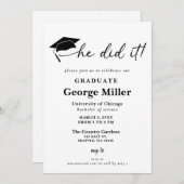 Modern minimalistisch hij deed het Afstuderen Kaart (Voorkant / Achterkant)