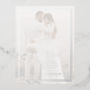 Modern minimalistisch huwelijk bedankt folie uitnodiging briefkaart